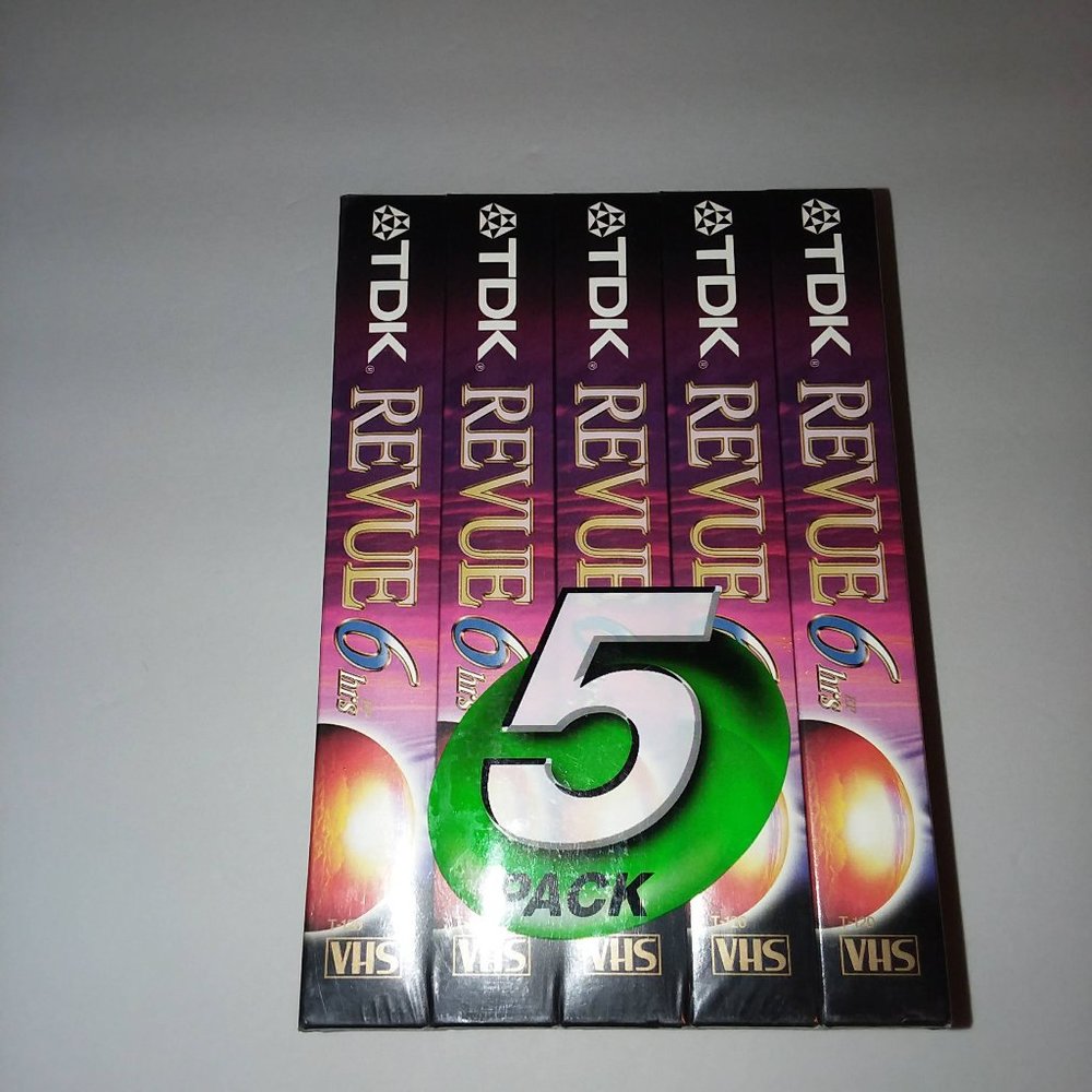 TDK T-120 SIX hour EP - NEW SEALED - Blank VHS Tapes 5 Pack